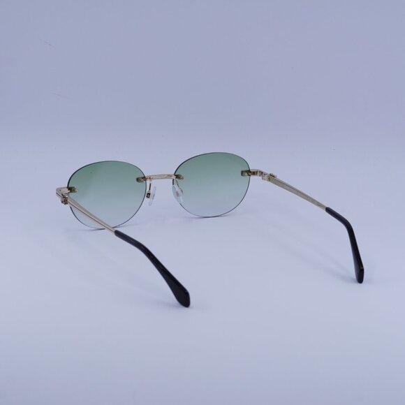 Palm Angels PERI10H CRYSTAL 7654 Sunglasses Gold Oval Frame, Green Lenses